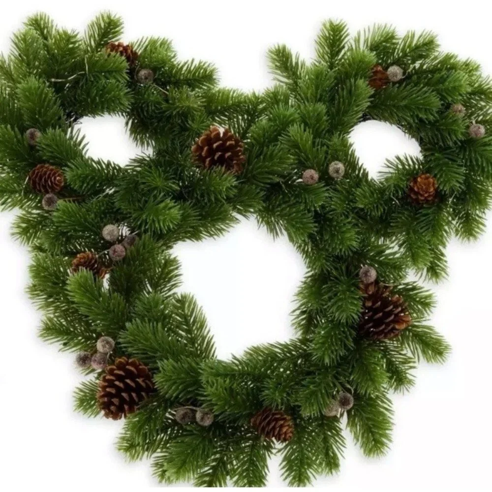 2024 Disney Parks Holiday Wreath Mickey Light Up Pine Cones  Christmas 17x18 New